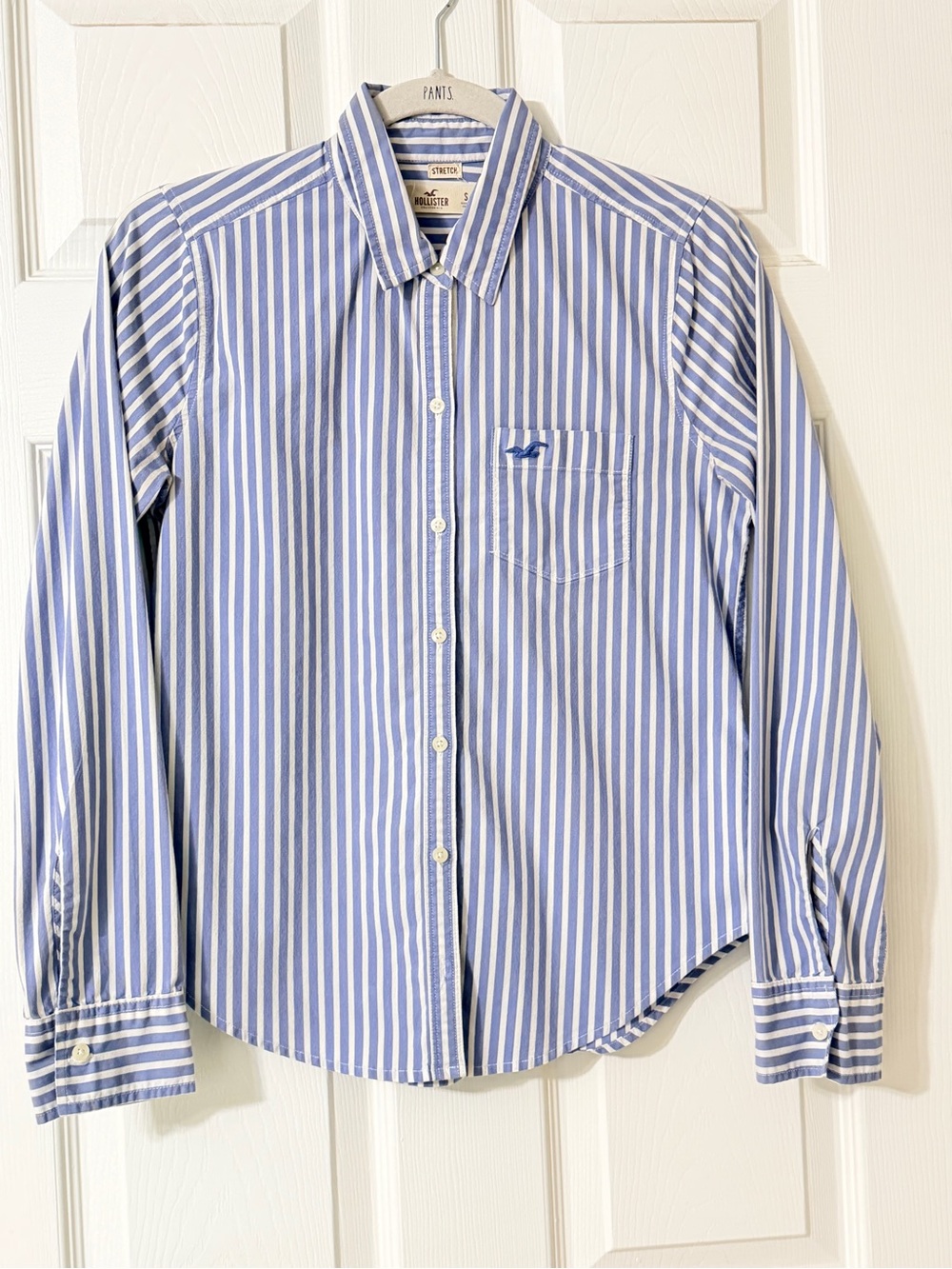 Hollister Blue and White Striped Button-Down Shirt